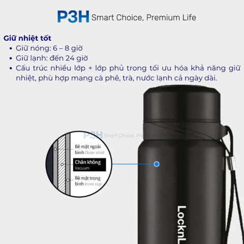 Bình Giữ Nhiệt LocknLock Vacuum Bottle 800ml LHC6180