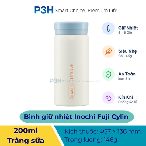 Bình Giữ Nhiệt Mini Inochi Fuji Cylin 200ml – Nhỏ Gọn, Đẹp Tinh Tế, Mang Đi Mọi Nơi P3H