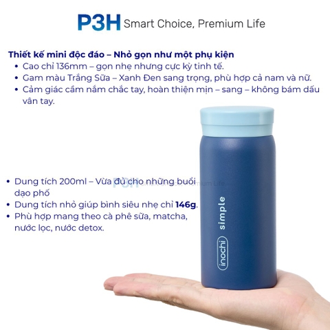 Bình Giữ Nhiệt Mini Inochi Fuji Cylin 200ml – Nhỏ Gọn, Đẹp Tinh Tế, Mang Đi Mọi Nơi P3H