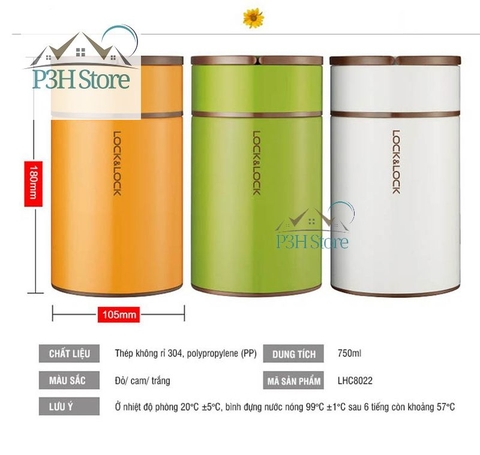 Hộp giữ nhiệt hộp ủ cháo Lock&Lock Food Jar 750ml LHC8022