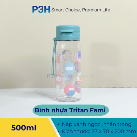 Bình nước FAMI nhựa tritan Inochi dung tích 350ml/500ml/700ml với họa tiết sinh động P3H