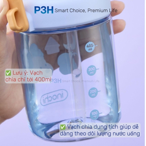 Bình nước nhựa Tritan Inochi Kita POP 560ml nắp mở 2 tầng có quai xách và dây đeo P3H