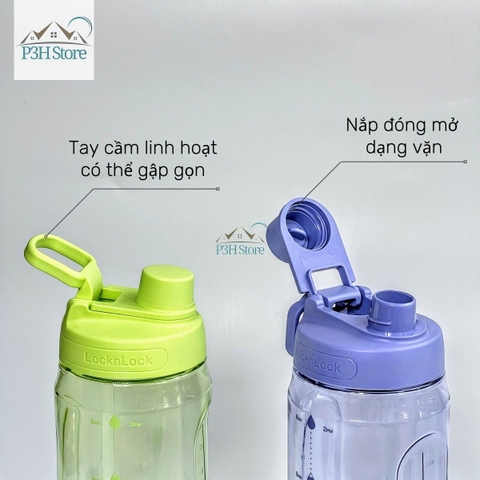 Bình nước LocknLock 1.5L Active Large Bottle có quai xách nhựa PET BPA FREE HAP941 P3HStore
