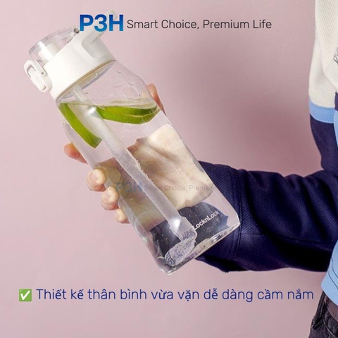 Bình Nước Nhựa LocknLock One Touch Sports Bottle ABF926 1.05L nắp mở 1 chạm có ống hút P3H