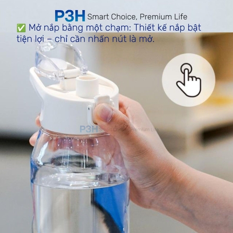 Bình Nước Nhựa LocknLock One Touch Sports Bottle ABF926 1.05L nắp mở 1 chạm có ống hút P3H