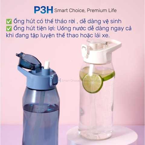 Bình Nước Nhựa LocknLock One Touch Sports Bottle ABF926 1.05L nắp mở 1 chạm có ống hút P3H