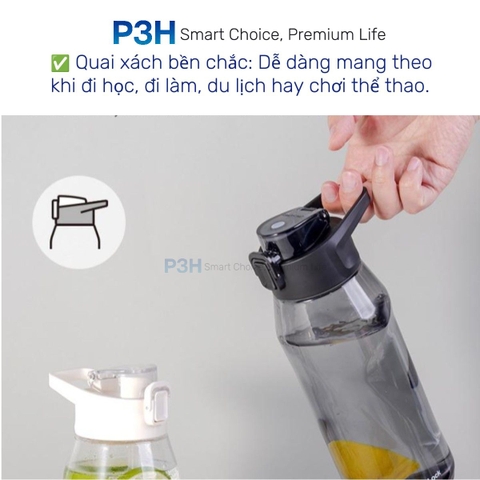 Bình Nước Nhựa LocknLock One Touch Sports Bottle ABF926 1.05L nắp mở 1 chạm có ống hút P3H