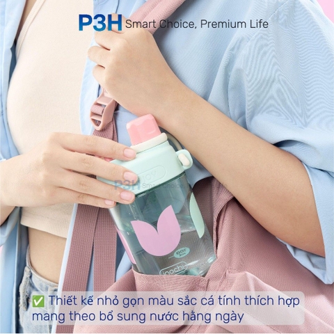 Bình nước nhựa Tritan Inochi Kita GLEE 560ml nhỏ gọn cá tính dễ dàng mang theo hằng ngày P3H