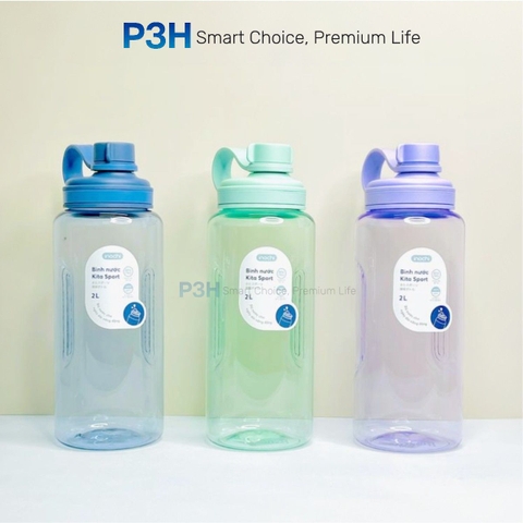 Bình nước thể thao nhựa Tritan Inochi Kita Sport dung tích lớn 2L nắp vặn dễ di chuyển P3H
