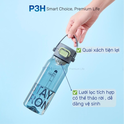 Bình Nước thể thao nhựa Tritan Inochi Kita Base dung tích 560ml/720ml nắp mở 1 chạm P3H