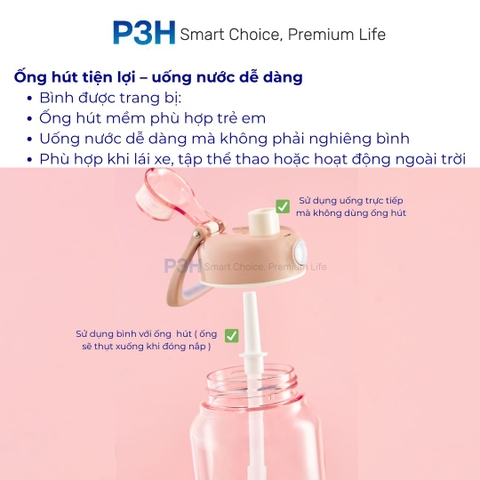 Bình Nước Tritan Kita Gummy 700ml – Kèm Decal Trang Trí, Thiết Kế Trẻ Trung, Tiện Lợi Mọi Lúc P3H