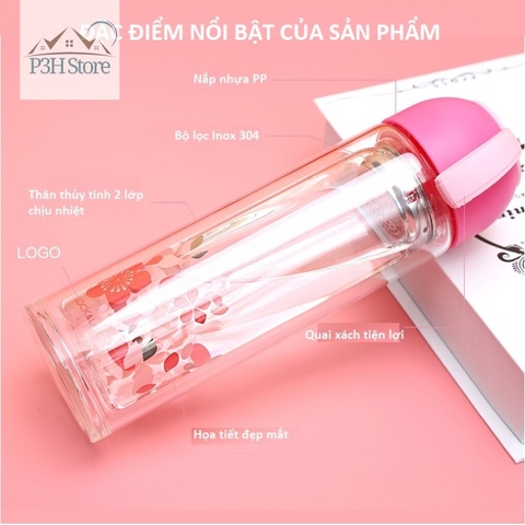 Bình thủy tinh Lock&Lock 2 lớp chịu nhiệt 350ml LLG654