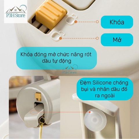 Bình xịt dầu kiêm rót dầu tự động 2in1 bằng thủy tinh dung tích 550ml Pinmoo AAB072