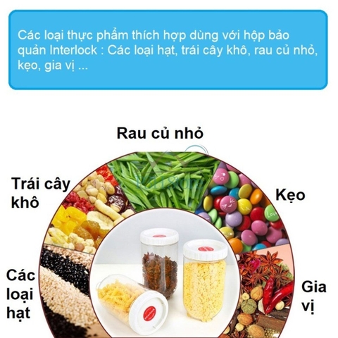 Hộp nhựa bảo quản thực phẩm Lock&Lock Interlock dung tích 500ml đến 2.1L INL301 INL302 INL303 INL403
