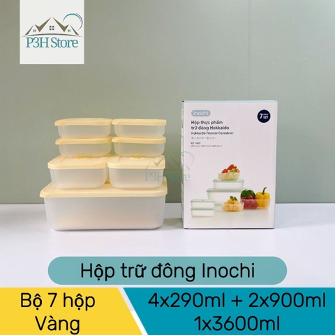Bộ 7 hộp trữ đông thực phẩm Inoch Hokkaido chống dính kháng khuẩn có đồng hồ ghi nhớ thời gian H0873 P3H