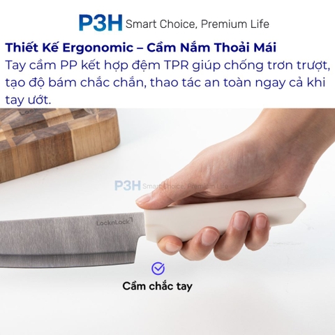 Bộ Dao Nhà Bếp 5 Món LocknLock Wall Mounted Knife Set CKK307S5 – Có Hộp Đựng Dán Tường, Màu Trắng P3H