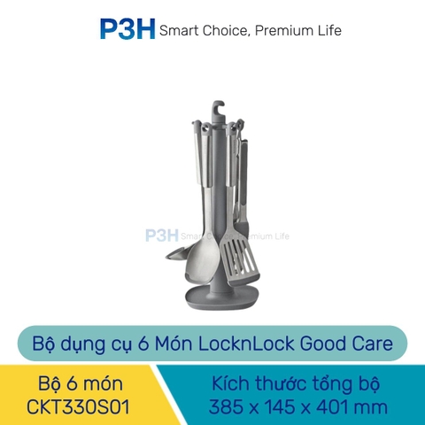 Bộ Dụng Cụ Nhà Bếp LocknLock Good Care 6 Món CKT330S01 Chống Dính, Chịu Nhiệt Tốt, Có Giá Treo Tiện Lợi P3H