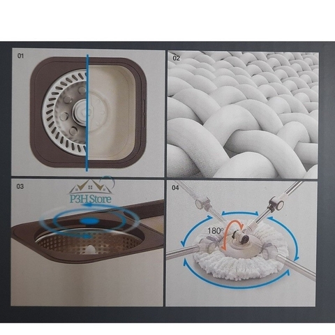 Bộ lau nhà lớn Lock&Lock Dual Bucket Spin Mop ETM478