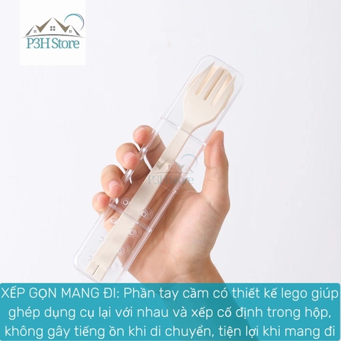 Bộ muỗng đũa nĩa LocknLock 21cm Lego Cutlery Set chat lieu n toàn dễ dàng xếp gọn TLL108