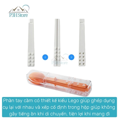 Bộ muỗng đũa nĩa LocknLock 21cm Lego Cutlery Set chat lieu n toàn dễ dàng xếp gọn TLL108