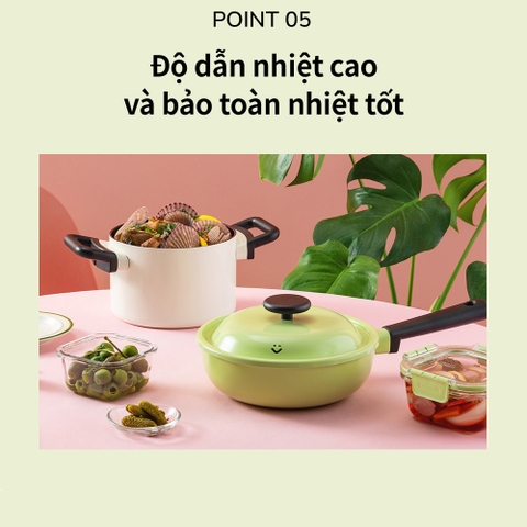 Chảo chống dính 22cm Lock&Lock Decore 1 tay cầm kèm nắp sử dụng được trên bếp từ LDE1227IH