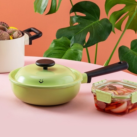 Chảo chống dính 22cm Lock&Lock Decore 1 tay cầm kèm nắp sử dụng được trên bếp từ LDE1227IH