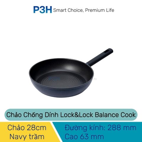 Chảo Chống Dính Lock&Lock Balance Cook Lòng Lõm Khóa Dầu Power F5 5 lớp bền bỉ dùng Được Bếp Từ P3H