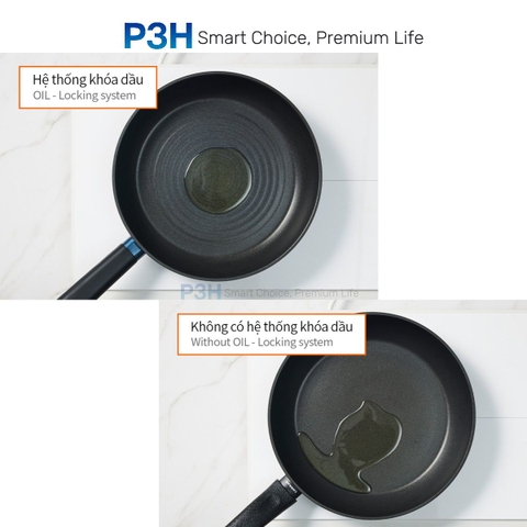 Chảo Chống Dính Lock&Lock Balance Cook Lòng Lõm Khóa Dầu Power F5 5 lớp bền bỉ dùng Được Bếp Từ P3H