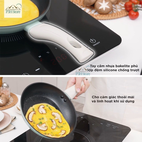 Chảo chống dính LocknLock Rosemary sử dụng được bếp từ CAF2046 CAF2246 CAF2446 Xanh Mint