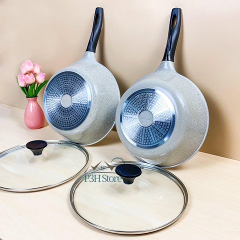 Chảo sâu lòng Lock&Lock có nắp vân đá đáy từ 28cm LCA6285D 30cm LCA6305D