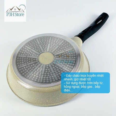 Chảo vân đá Lock&Lock dòng Stone 7 lớp các size từ 24cm đến 28cm LCA6243 LCA6263 LCA6283