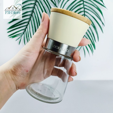 Cối xay tiêu thủy tinh Lock&Lock 170ml lưỡi sứ nắp gỗ sồi tiện dụng CKO116