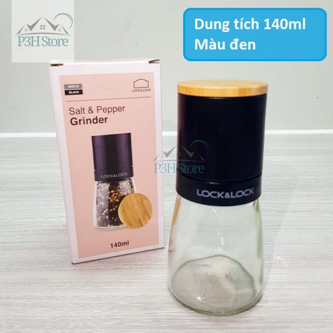 Cối xay tiêu thủy tinh Lock&Lock 140ml lưỡi sứ nắp gỗ sồi tiện dụng CKO115