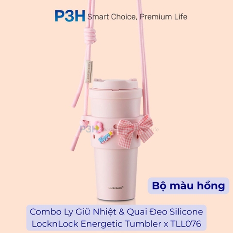 Combo Ly Giữ Nhiệt và Quai Đeo Silicone LocknLock Energetic Tumbler x TLL076 – Set 2 món tiện lợi, thời trang P3H