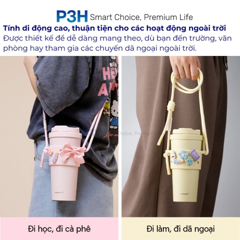 Combo Ly Giữ Nhiệt và Quai Đeo Silicone LocknLock Energetic Tumbler x TLL076 – Set 2 món tiện lợi, thời trang P3H