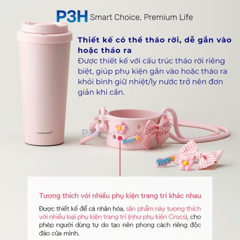 Combo Ly Giữ Nhiệt và Quai Đeo Silicone LocknLock Energetic Tumbler x TLL076 – Set 2 món tiện lợi, thời trang P3H