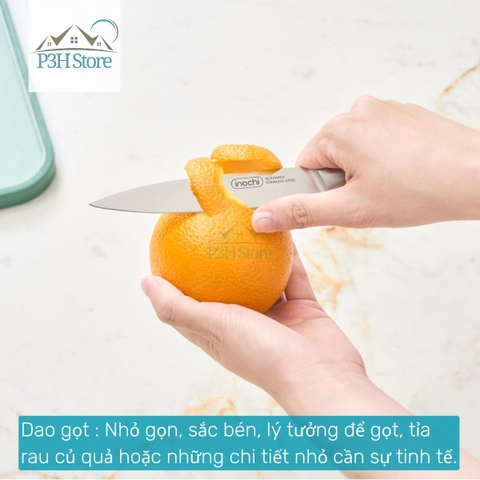 Dao thái Dao Santoku Dao gọt cán liền nguyên khối Inochi Sakai SLEEK chất liệu thép cứng cáp sắc bén P3H