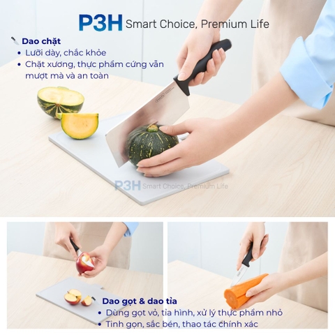 Dao thái Dao Santoku Dao gọt tỉa Kéo đa năng Inochi Sakai PLAIN chất liệu cao cấp sắc bén P3H