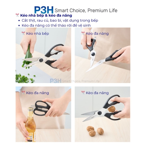 Dao thái Dao Santoku Dao gọt tỉa Kéo đa năng Inochi Sakai PLAIN chất liệu cao cấp sắc bén P3H