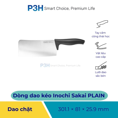 Dao thái Dao Santoku Dao gọt tỉa Kéo đa năng Inochi Sakai PLAIN chất liệu cao cấp sắc bén P3H