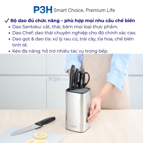Bộ dao kéo nhà bếp Inochi Sakai Plain chất liệu cao cấp thiết kế tinh tế sắc bén bền bỉ P3H