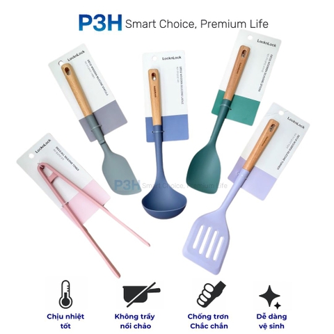 Bộ Dụng Cụ Nhà Bếp Silicone LocknLock DECO WOODEN Tay Cầm Gỗ Cao Cấp Bán Lẻ Theo Từng Món CKT236 CKT270 CKT271 CKT272 CKT273 P3H Store