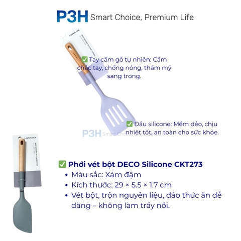 Bộ Dụng Cụ Nhà Bếp Silicone LocknLock DECO WOODEN Tay Cầm Gỗ Cao Cấp Bán Lẻ Theo Từng Món CKT236 CKT270 CKT271 CKT272 CKT273 P3H Store