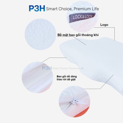 Gối Memory Foam Lock&Lock Êm ái, nâng đỡ cột sống, hỗ trợ ngủ ngon HLW114 P3H Store