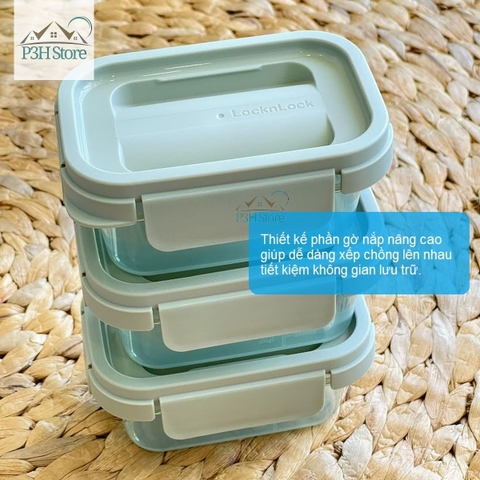 Hộp bảo quản thực phẩm LocknLock nhựa PP kín hơi có thể dùng trong lò vi sóng màu xanh lá LTN310S3 LTN320S3 LTN350S3