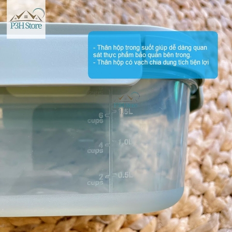 Hộp bảo quản thực phẩm LocknLock nhựa PP kín hơi có thể dùng trong lò vi sóng màu xanh lá LTN310S3 LTN320S3 LTN350S3