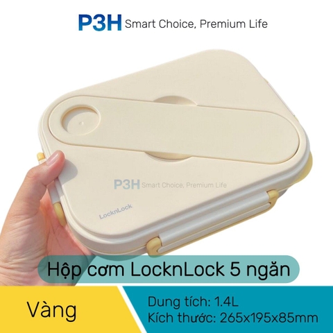 Hộp cơm LocknLock chia 5 ngăn kèm muỗng nĩa hộp sốt LCB952 dung được lò vi song tiện lợi an toàn dễ vệ sinh P3H
