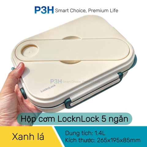 Hộp cơm LocknLock chia 5 ngăn kèm muỗng nĩa hộp sốt LCB952 dung được lò vi song tiện lợi an toàn dễ vệ sinh P3H