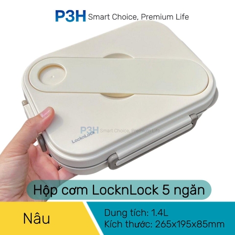 Hộp cơm LocknLock chia 5 ngăn kèm muỗng nĩa hộp sốt LCB952 dung được lò vi song tiện lợi an toàn dễ vệ sinh P3H