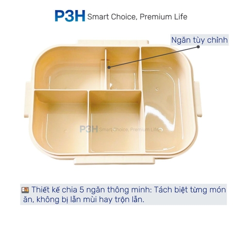 Hộp cơm LocknLock chia 5 ngăn kèm muỗng nĩa hộp sốt LCB952 dung được lò vi song tiện lợi an toàn dễ vệ sinh P3H